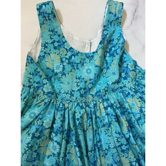 Lacey Lane whimsy daisy floral retro 70s style dress girls size 7 blue retro sle - Picture 7 of 7